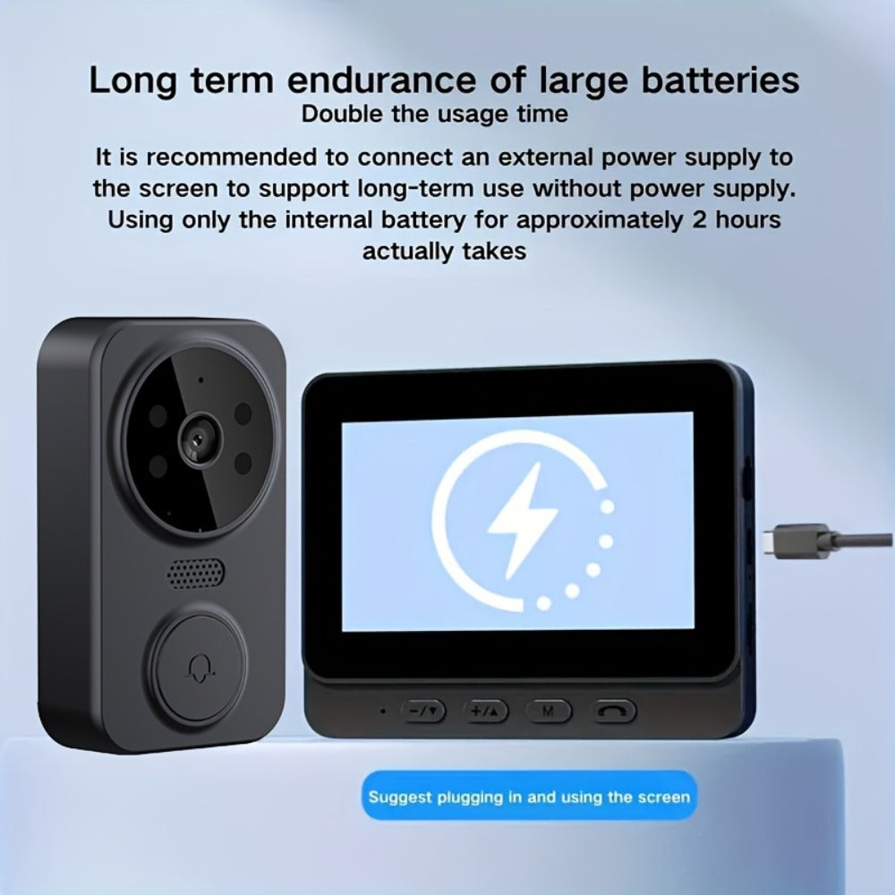 No WiFi Video Doorbell with 4.3" Indoor Monitor 1080P FHD, 120° Wide Angle, 850nm Night Vision, Two-Way Video Intercom
