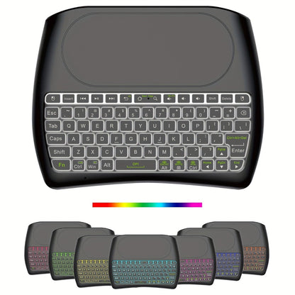 Wireless Mini Keyboard with Large Touchpad & 7-Color Backlight, Bluetooth & 2.4G Dual Mode Handheld Keyboard Remote Control