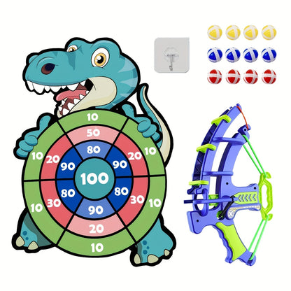 Dinosaur Sticky Target Ball Set with Blue Bow, Multiple Game Modes, Party Favor for Kids, Safe & Durable Fun Toy Gift for Her & Him