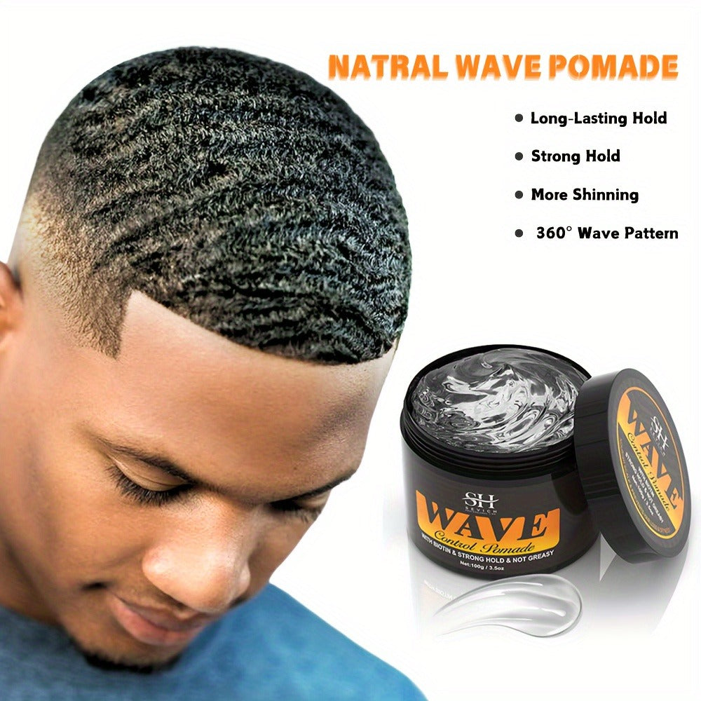 Wave Pomade Set for Men 360 Waves, Glycerin Formula Silky Shine, 4-Piece or 5-Piece Bundle with Silky Durag & Wave Brush