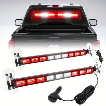 Visor Light Bar 162 LEDs 4-Color Switchable Emergency Warning Light Bar with 27 Flash Patterns Dual Switch Windshield Dash Lights for Trucks