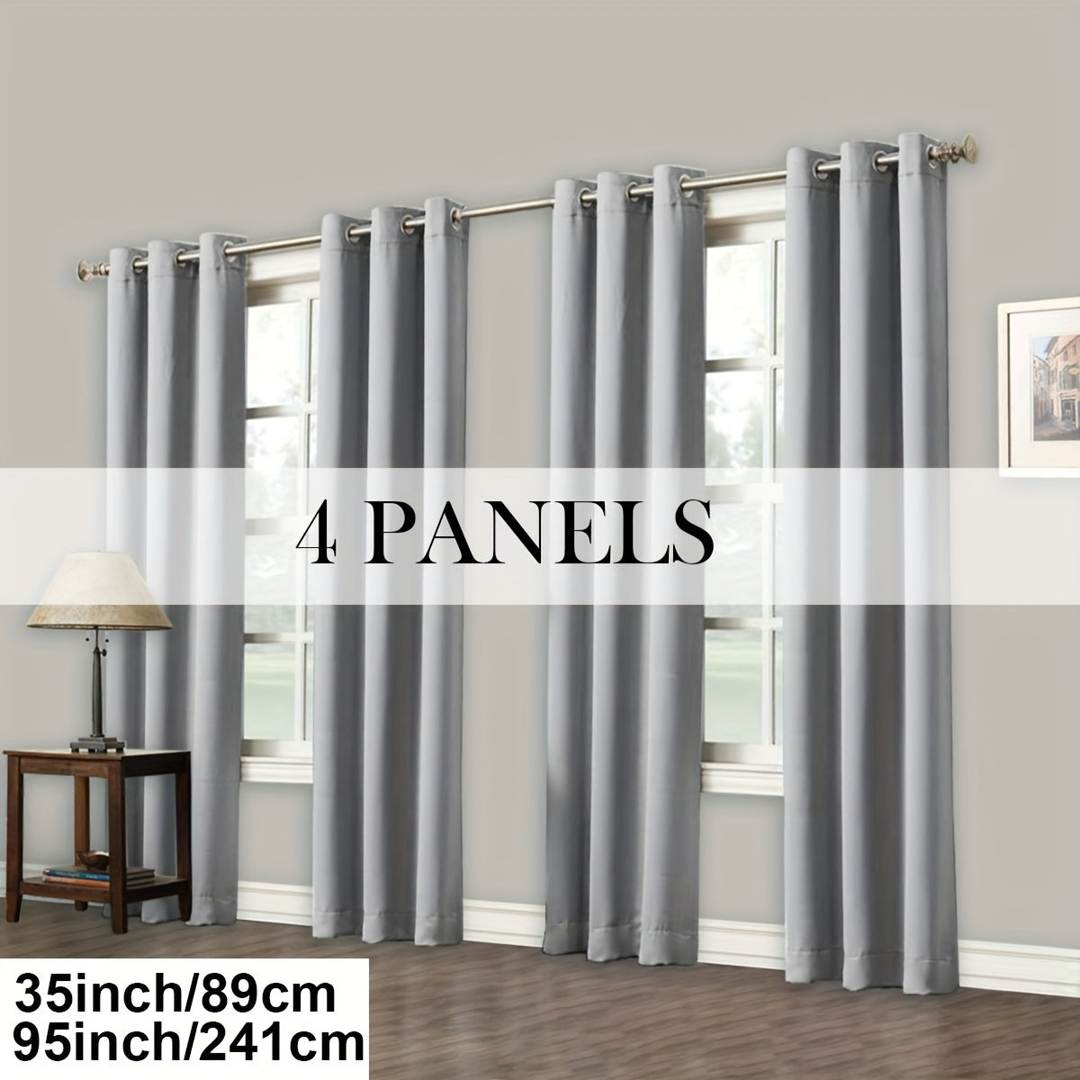 Grommet-Top Blackout Curtain Options in Nine Colors with Seven Width, Length or Panel-Count Labels