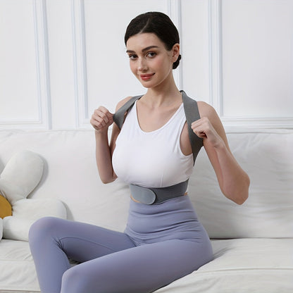 Grey Adjustable Posture Brace with Shoulder Straps and S, M, L or XL Size Options for Daily Routines