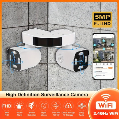 Dual-Lens PTZ Outdoor Security Camera with 2.4GHz WiFi, Wired Power and Single- or Two-Camera Options