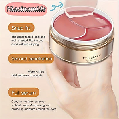 Pink Jar-Style Under-Eye Patches with Wide Finger Tabs and One- or Two-Box Caffeine Package Options