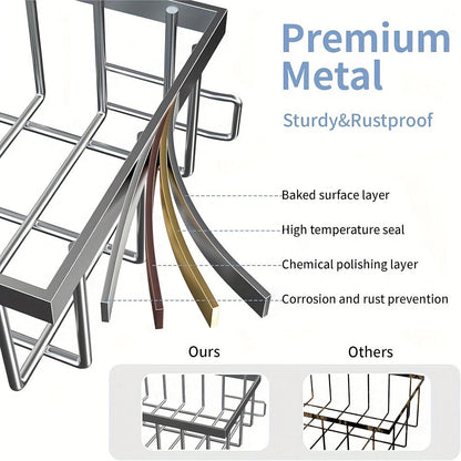 Under Sink Storage Organizer 2-Tier Sliding Metal Shelf in 1-Pack or 2-Pack, Black, White or Gray
