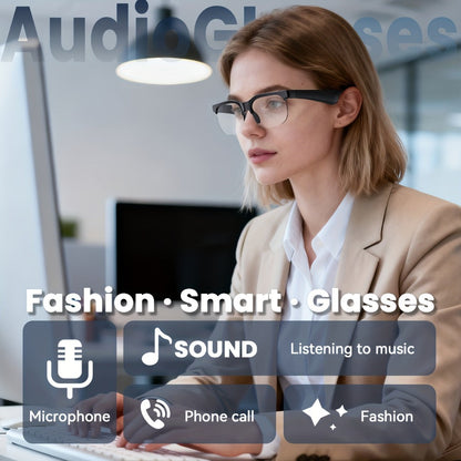 Smart Glasses Open-Ear Bluetooth Audio Eyewear with Built-In Speaker, Microphone and Black or White Frames