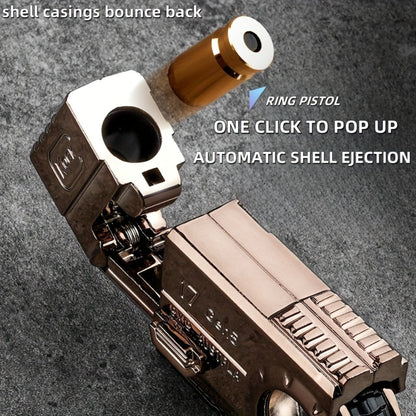 Alloy Finger Pistol Fidget Toy, One-Touch Cartridge Ejecting Stress Desk Toy, Cool EDC Novelty Gift for Adults Men Teens