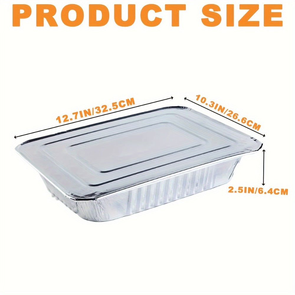 Disposable Aluminum Pans with Lids 25 Pack, 9x13 Half Size Foil Baking Trays for Roasting, Reheating & Cooking