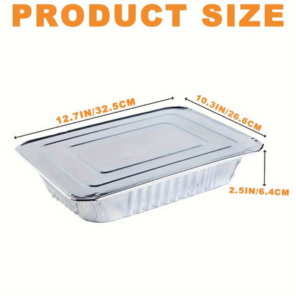 Disposable Aluminum Pans with Lids 25 Pack, 9x13 Half Size Foil Baking Trays for Roasting, Reheating & Cooking