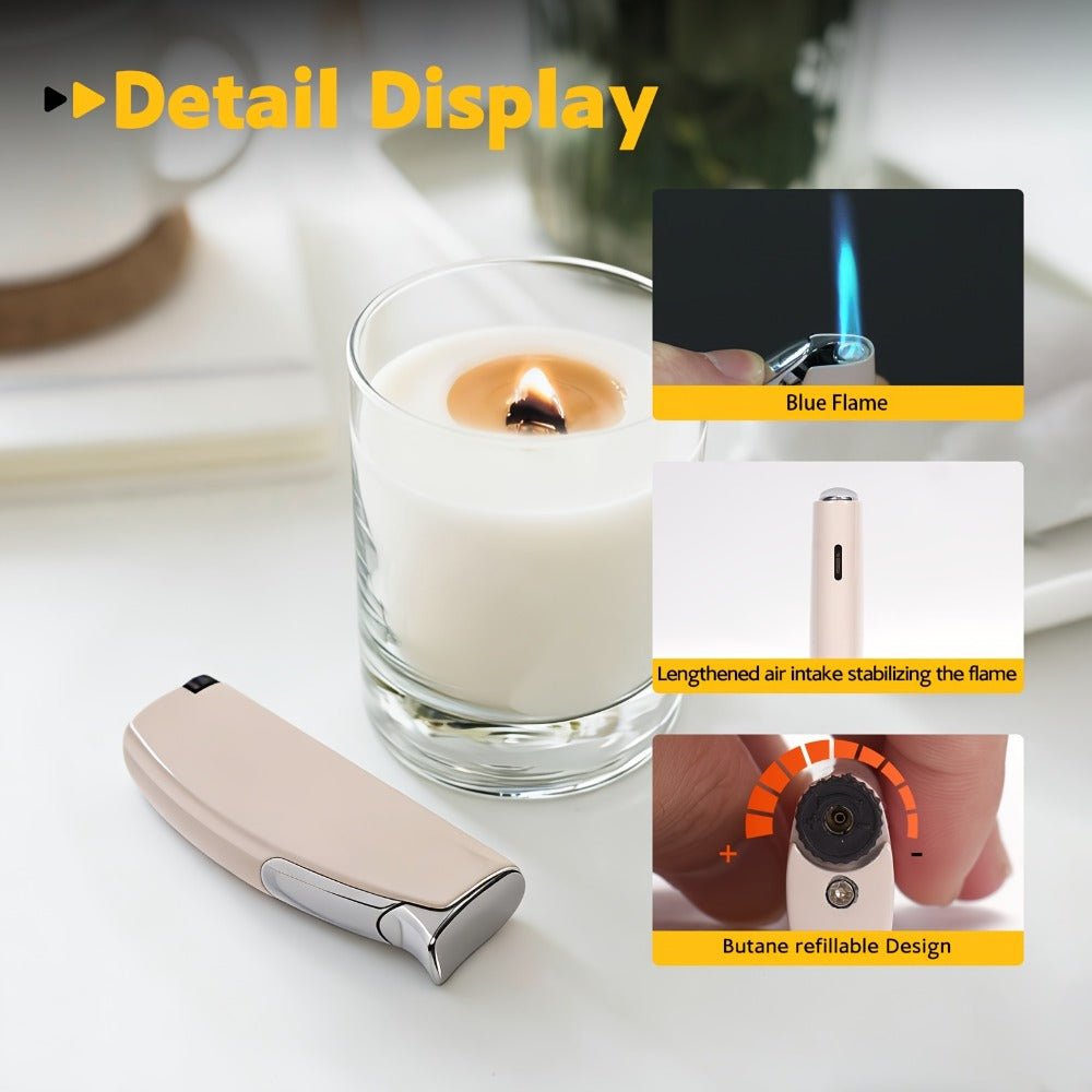 Windproof Lighter 2-Pack, Slim Portable Pocket Lighter with Mirror Finish, Refillable Butane Flame