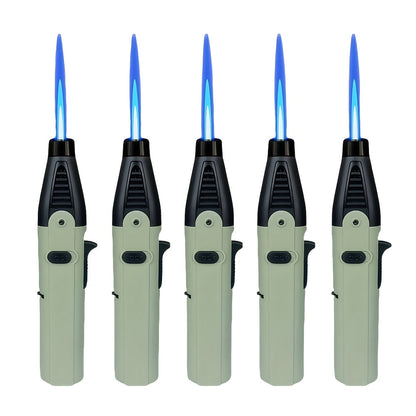 Windproof Torch Lighter 5 Pack Outdoor Butane Gas Lighter Set 1300 1800 Degree Blue Flame for Grilling, Camping and Outdoor Meals