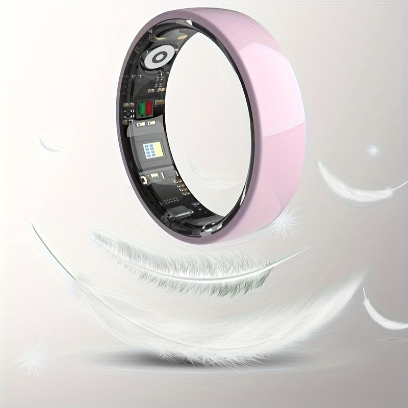 N-Style Smart Ring with Screenless Sensor Design, Charging Case, Black, Pink or White Finish and Sizes 7–13