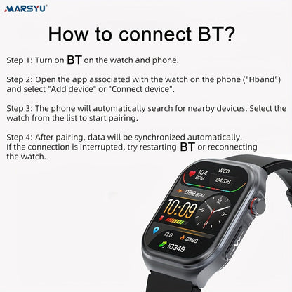 Smart Watch 2.04-Inch AMOLED Display with Bluetooth 5.3 Calling, 530mAh Battery and Six Strap Options
