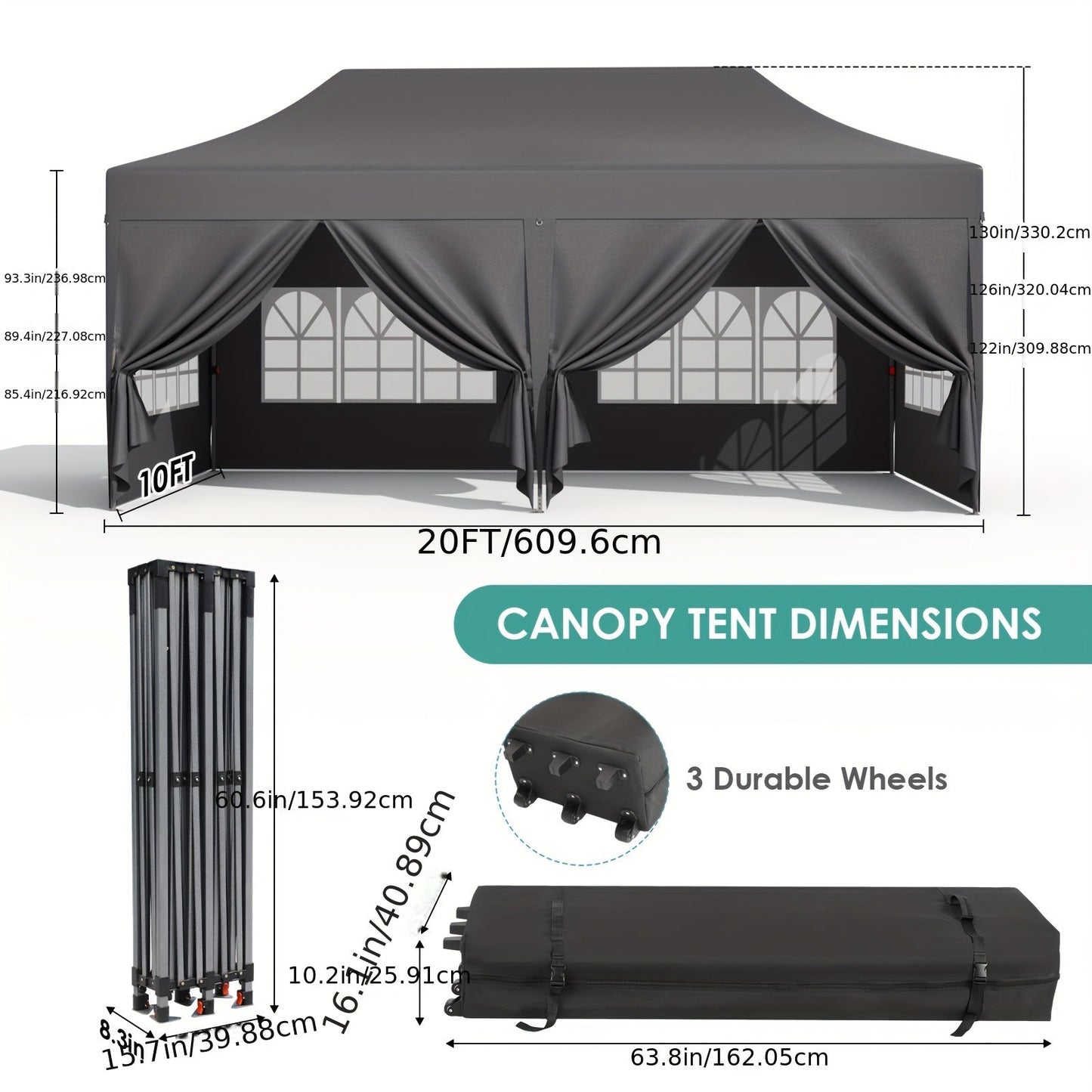 Pop Up Canopy Tent with Sidewalls, Outdoor Party Wedding Backyard for Garden, Patio and Yard Use