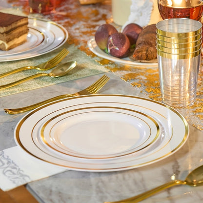 Disposable Party Dinnerware Set 350 700 Pieces Gold Silver Plastic Plates Salad Plates for Entryways, Bedrooms and Living Spaces