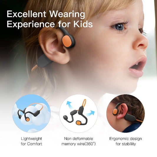 Kids Open Ear Headphones Air Conduction Wireless Bluetooth Headset Mic 20H Playtime for Bedside Audio, Alarms and Room Entertainment