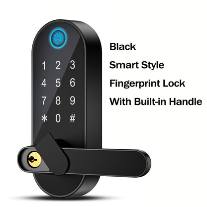 Smart Door Lock Deadbolt with Fingerprint Keypad App and Key Access in Black or Silver Options