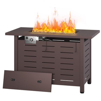Propane Fire Pit Table Outdoor 50, 000 BTU Gas Fire Table with Lid Lava Rocks & Cover for Patio Backyard Deck Black Brown 40"/44"