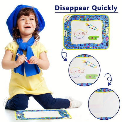 Reusable Water Doodle Mat for Kids with 2 Water Pens, Large Size Mess-Free Drawing Pad, Educational Art Toy