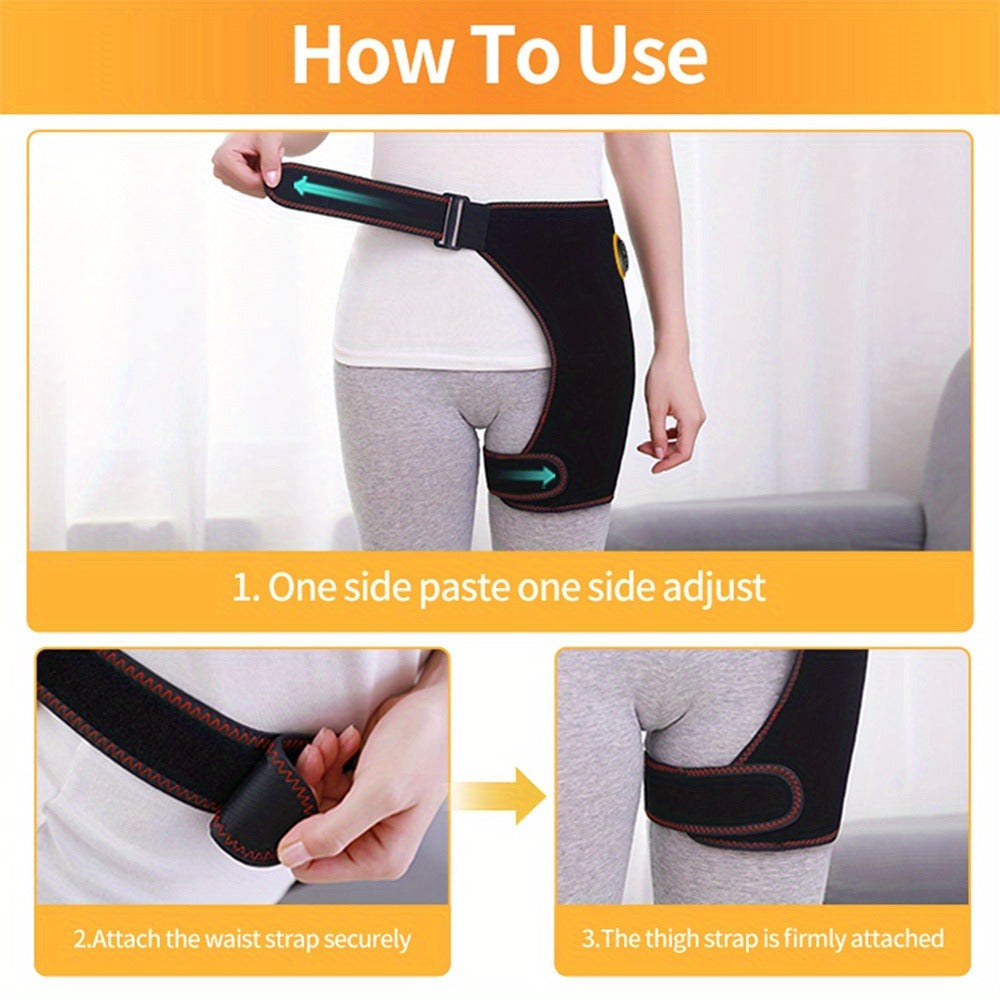 Heated Hip Brace USB Electric Heating Pad with 3 Vibration Massage Modes Hip Pain Wrap Belt for Women Men for Home or Salon Spa Use