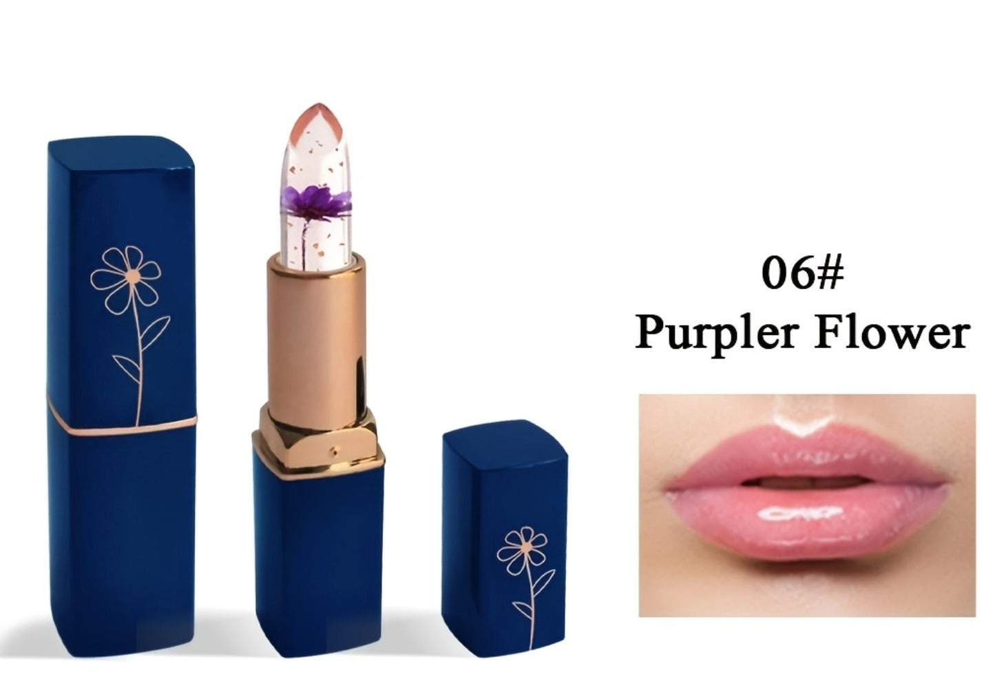 Flower Shaped pH Lip Balm Set 6pcs Individually Wrapped – Color Changing Transparent to Pink Tint, 6 Flavors Deep Moisturizing
