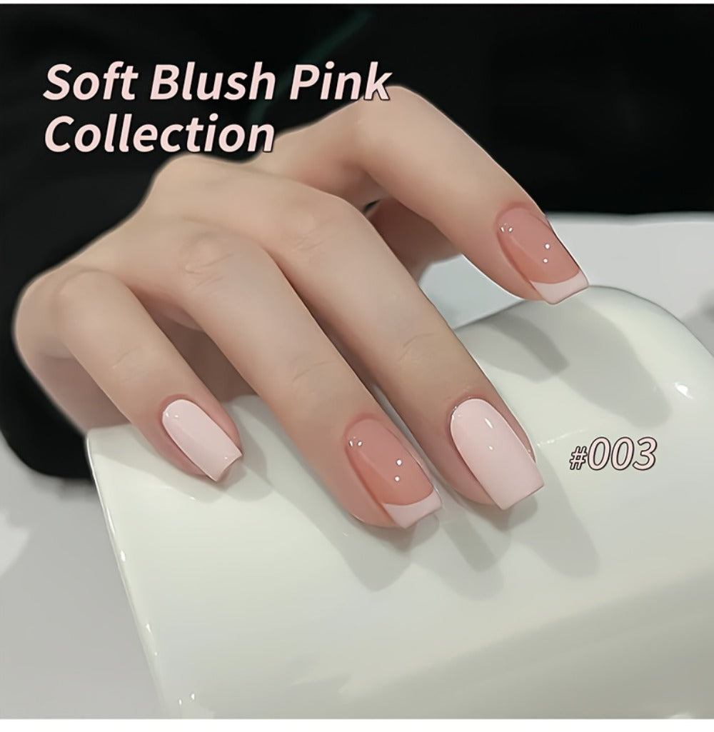 Gel Nail Polish 8-Color Gentle Pink Set in 0.51oz Bottles with Shades 001-008 and LED Soak-Off Cure for Nail Art