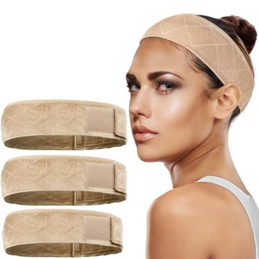 Velvet Wig Grip Caps, Three-Piece Adjustable Set in Light Beige, Beige, Black, Brown or Coffee