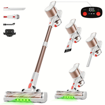 Cordless LED Stick Vacuum Cleaner with Removable Battery, Two Suction Modes and Seven Color Options