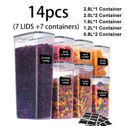 Food Storage Container Pantry Set with Three to 42 Jars, Flip-Top Lids, BPA-Free Plastic and Labels