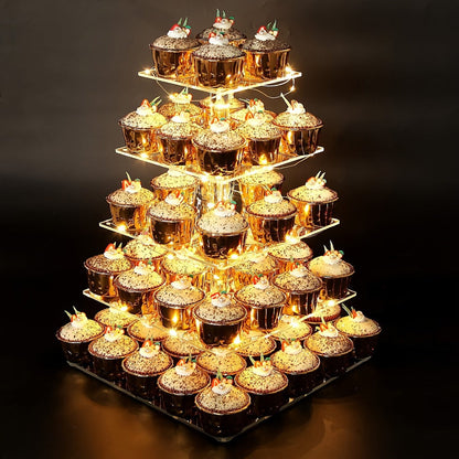 5-Tier Acrylic Cupcake Stand with LED String Lights for Entryways, Bedrooms and Living Spaces