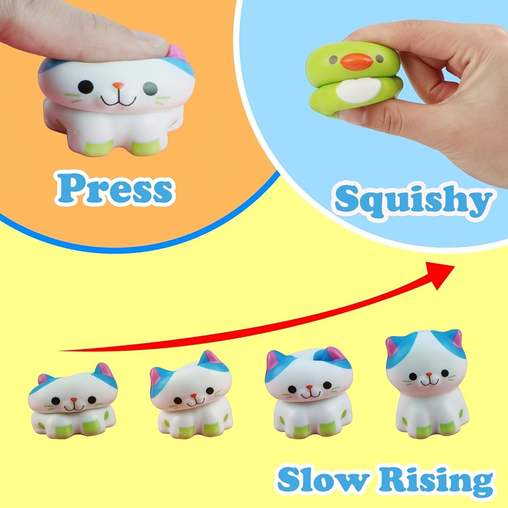 Cute Animal Toys 24 Pcs, Mini Kawaii Animal Squeeze Toys for Kids Birthday Party Favors, Classroom Prizes