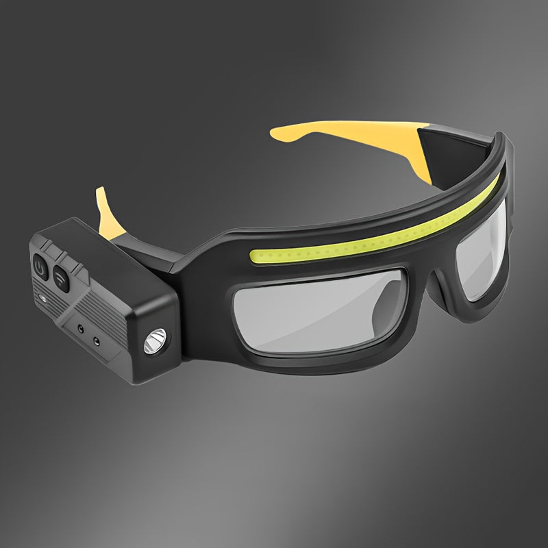 LED Headlamp Glasses Light – USB Rechargeable Head Torch with Rotatable Beam, Adjustable Brightness & Strobe Mode for Night Running