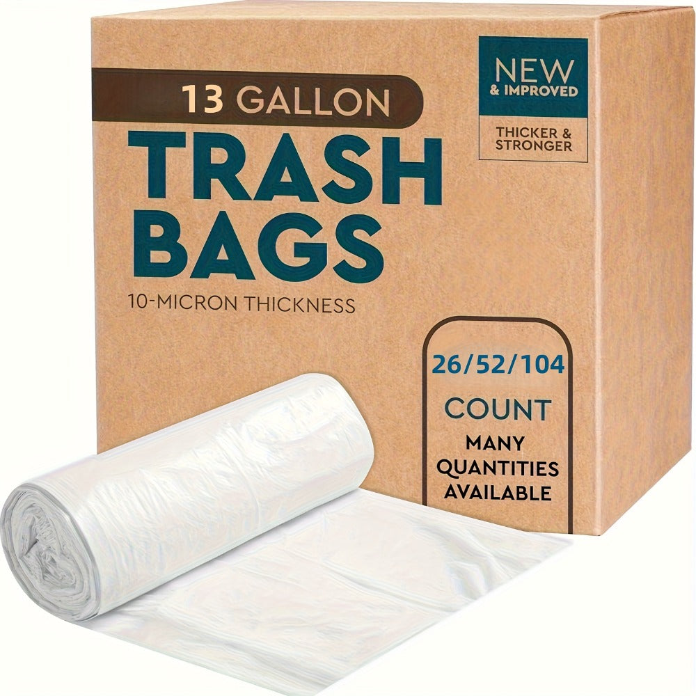 13 Gallon White Roll Garbage Bags Leak Proof Large Capacity Kitchen Trash Bags for Kitchen Living Room Bathroom Waste Bin 26 Count 62 Count