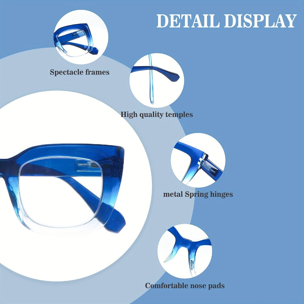 Reading Glasses 4-Pack Cat-Eye Floral Gradient Frames with Metal Spring Hinges and 1.0x to 4.0x Options