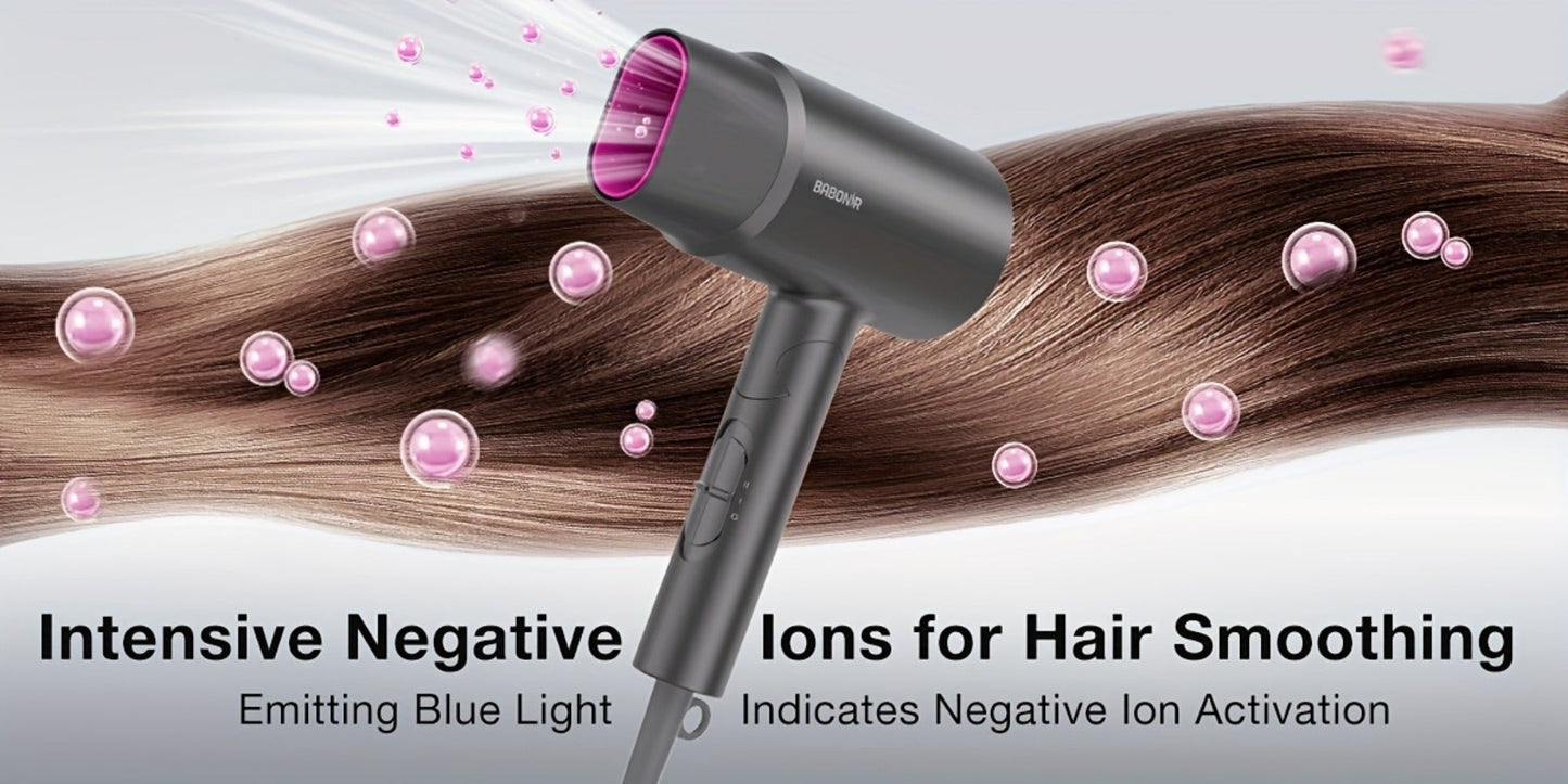 FZ201-Style 1875W Hair Dryer with Circular Rear Intake, Gray or White Finish and Three Pictured Attachments
