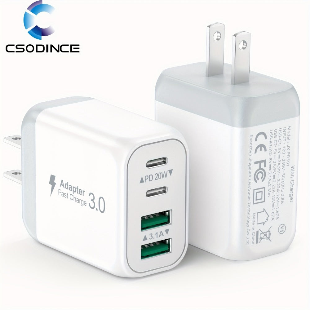 40W 4-Port USB-C Wall Charger 2-Pack PD 3.0 Fast Charging Block Cube for an Everyday Personal Care Routine