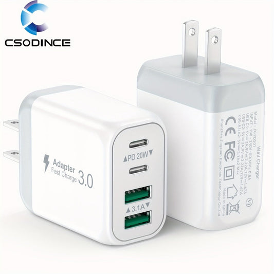 40W 4-Port USB-C Wall Charger 2-Pack PD 3.0 Fast Charging Block Cube for an Everyday Personal Care Routine