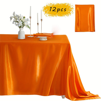 Tablecloth Satin Rectangle Cover 12-Piece Set in 57 x 102-Inch Size and Fourteen Colors for Events