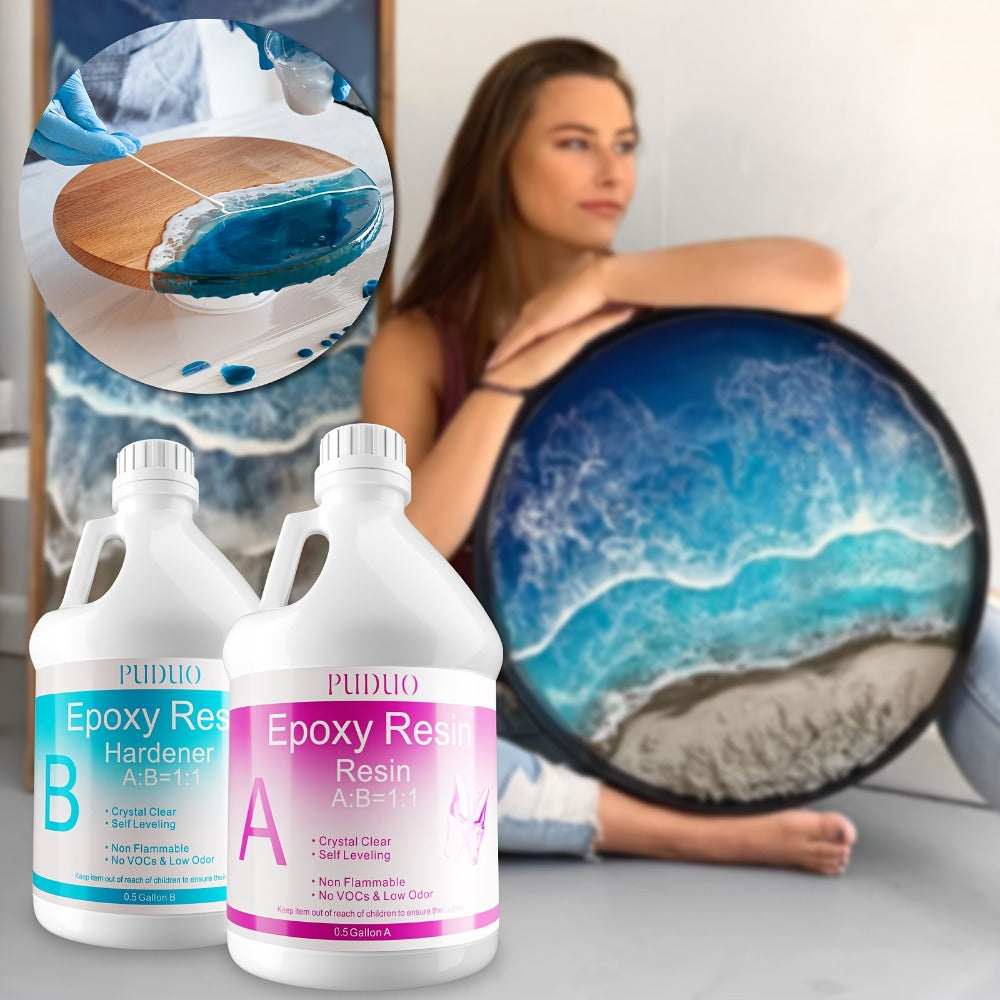 Ultra-Clear Epoxy Resin Kit 1 2 3 Gallon Fast Curing Bubble-Free Non-Yellowing for Entryways, Bedrooms and Living Spaces