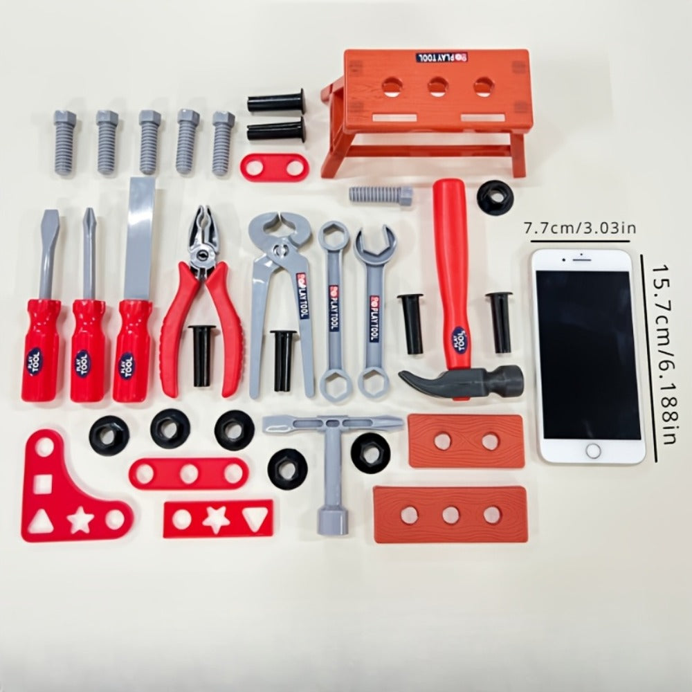 Kids Tool Set 38 Piece Pretend Play Construction Toy with the Listed Color, Size or Set Options for Everyday Use