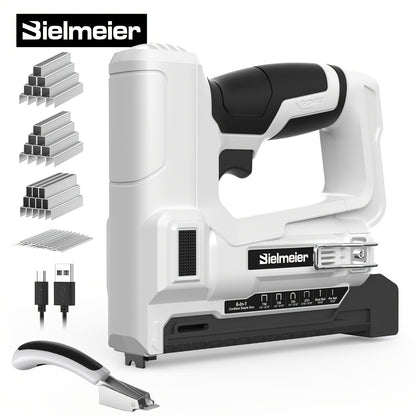 Cordless Stapler Brad Nailer 2-in-1 4V / 20V No Compressor, with Battery, Charger & 1600pcs Nails & Staples