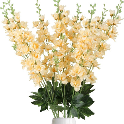 Artificial Flowers Eight-Piece Delphinium Larkspur Set with 33.5-Inch Silk Stems in 11 Colors