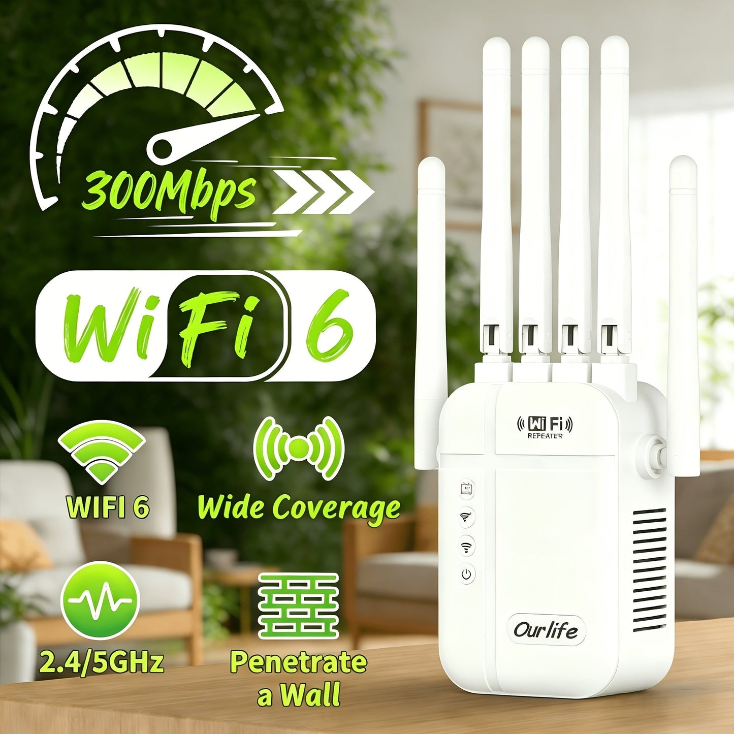AX1200 WiFi 6 Mesh Extender 15888 Sq Ft Coverage, 135+ Devices, OFDMA, Gigabit Ethernet Port, Alexa Compatible, CISA Certified