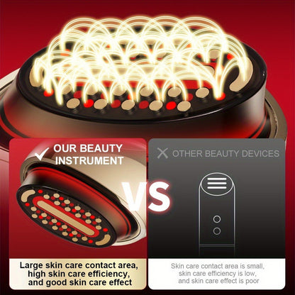 EMS Face Massager, 3-in-1 LED Light Therapy, Heat & EMS, USB Rechargeable Portable Facial Beauty Device for