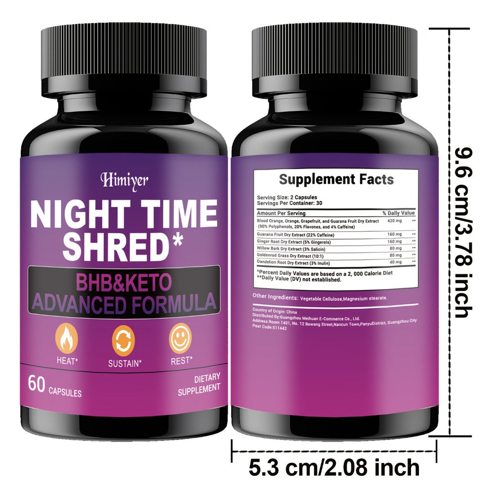 Night Time Fat Burner for Women, Shred Mask Capsules with Caffeine, Goji Berries & Dandelion Root