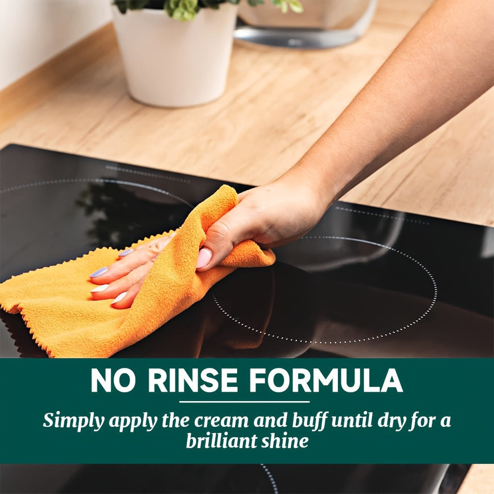 Glass Cooktop Cleaner and Polish – Powerful Stain Remover, Removes Oil Film, Water Spots & Burnt-On Residue