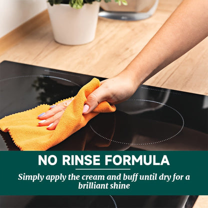 Glass Cooktop Cleaner and Polish – Powerful Stain Remover, Removes Oil Film, Water Spots & Burnt-On Residue