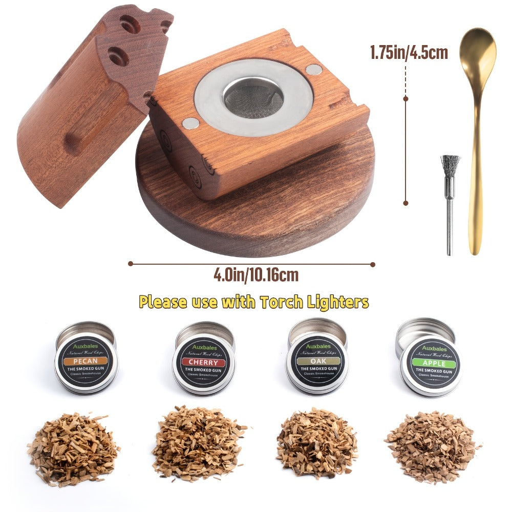 Whiskey Smoker Kit with 4 Wood Chip Flavors & Filters, Cocktail Smoker Set, Whiskey Gifts for Men