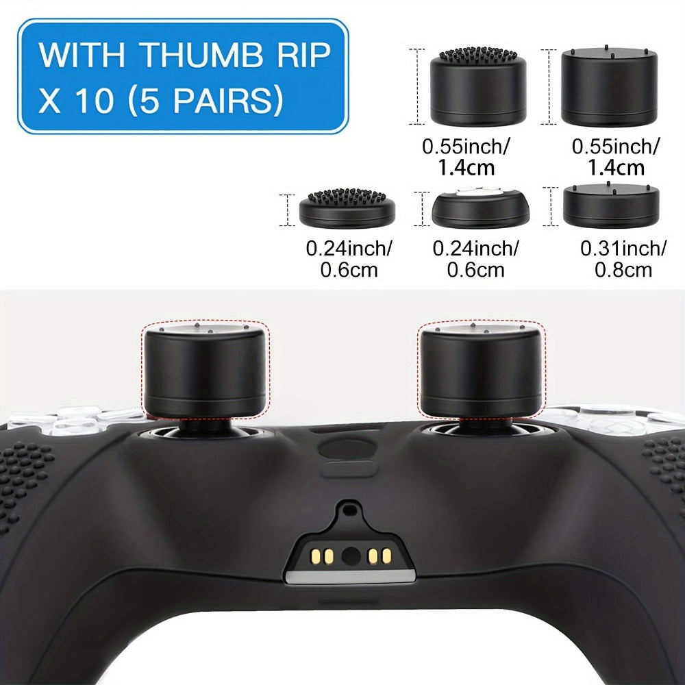 PS5 Controller Silicone Cover with 10 Thumb Grip Caps – Protective Case & Grip Accessories Set for PS5 DualSense Controller